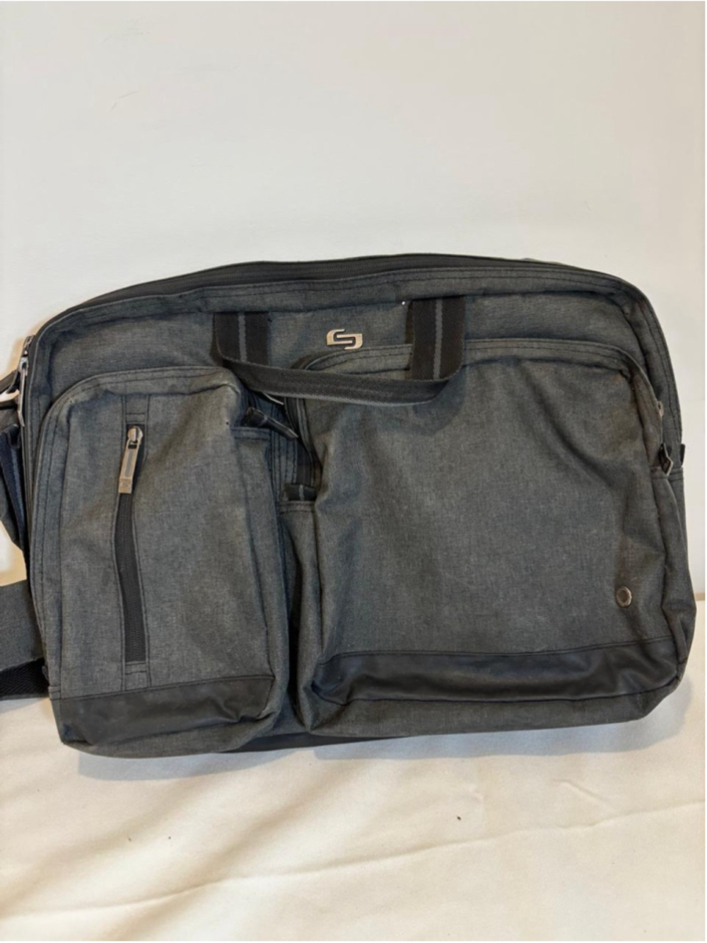 Solo New York Gray Laptop Briefcase Messenger Business Travel Bag #C106